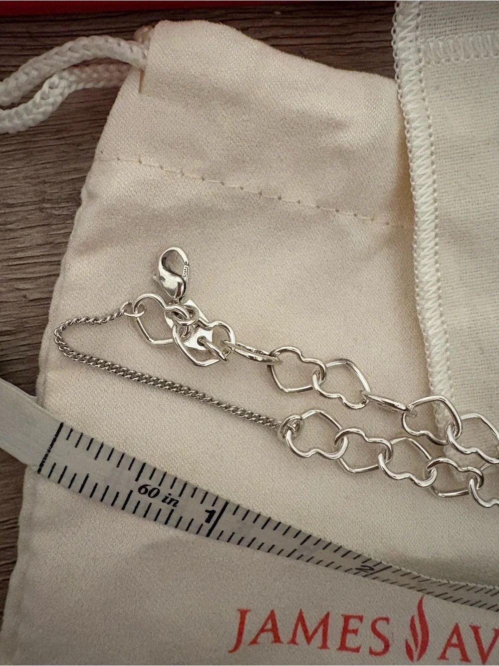 James Avery Sterling Silver Heart Link Charm Bracelet